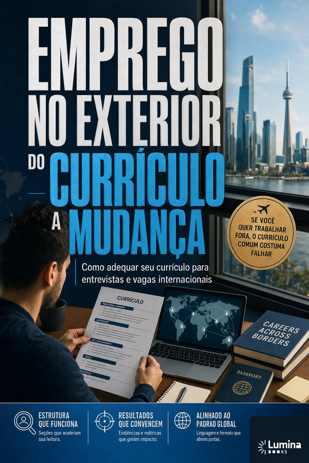 Capa de Emprego no exterior do currículo a mudança