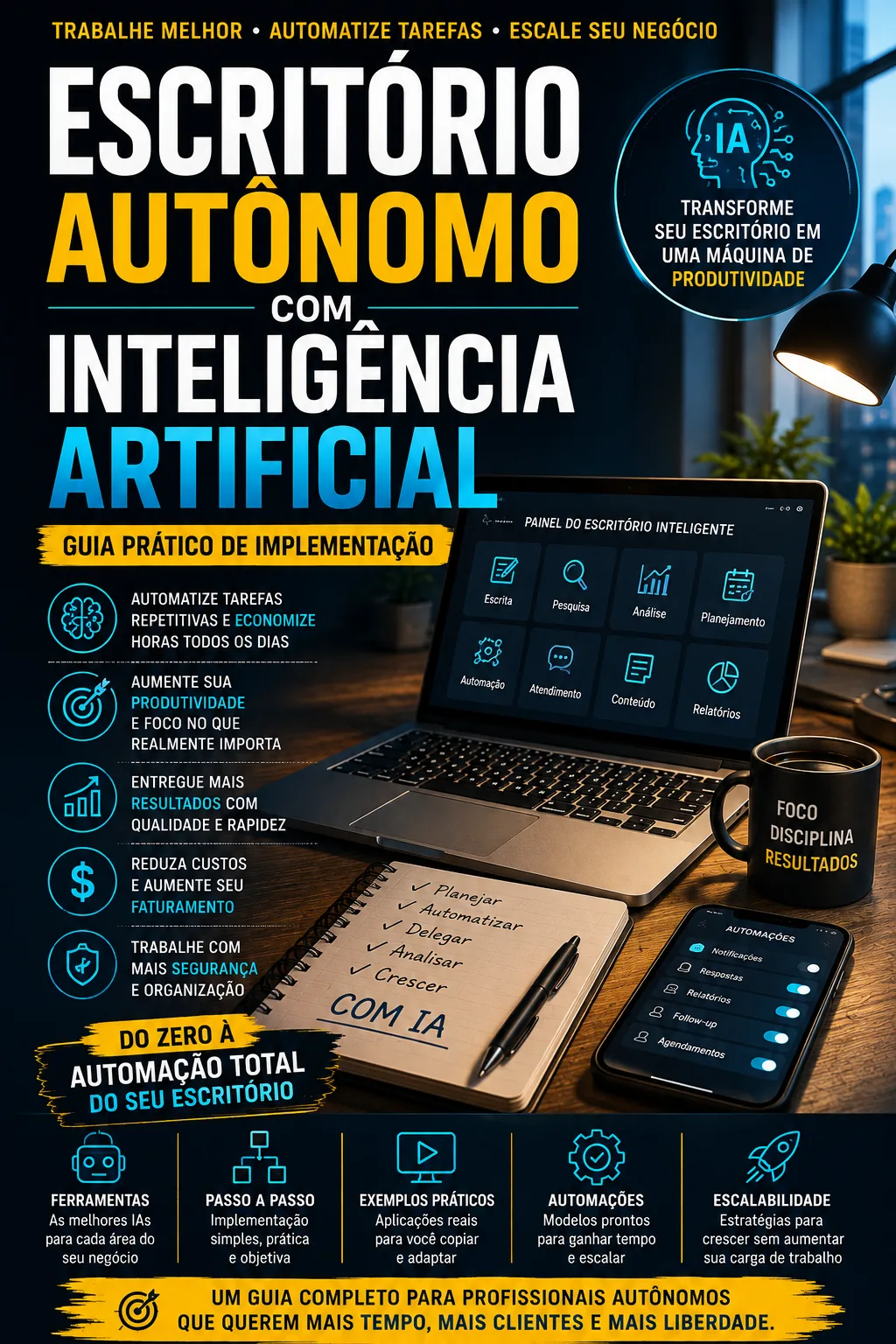 Capa de Escritório Autônomo com Inteligência Artificial Guia Pratico de Implementação