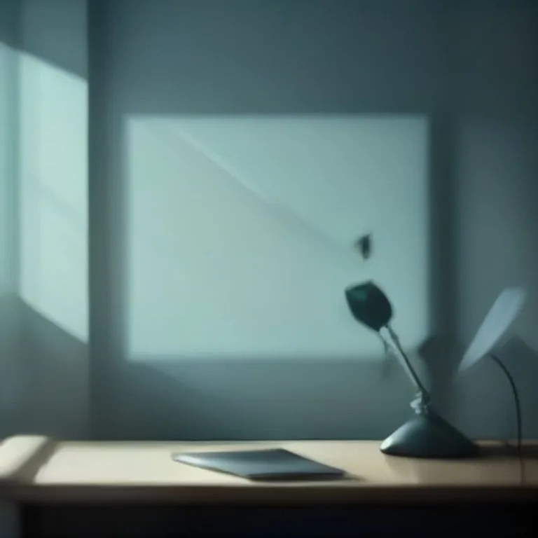 Ambiente de trabalho organizado com iluminação quente e elementos visuais abstratos que remetem à automação e à inteligência artificial.