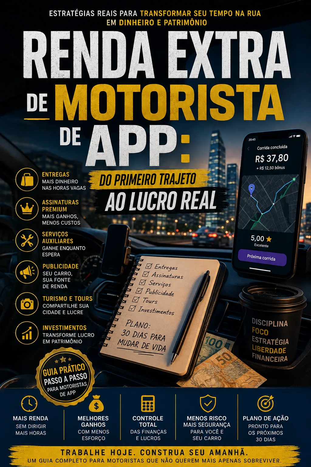 Capa de Renda Extra de Motorista de App: Do Primeiro Trajeto ao Lucro Real